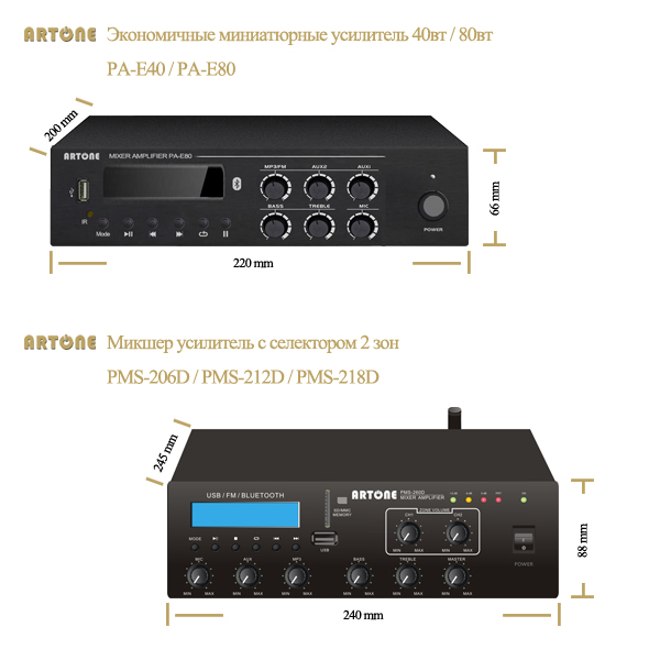 Экономичные миниатюрные усилитель Артоне PA-E80 PMS-218D